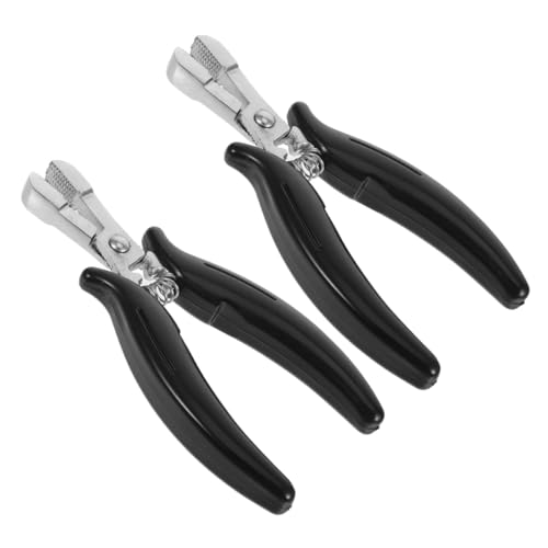 Pince à extensions de cheveux métal noir avec dents nettes et étau stable salon VICASKY