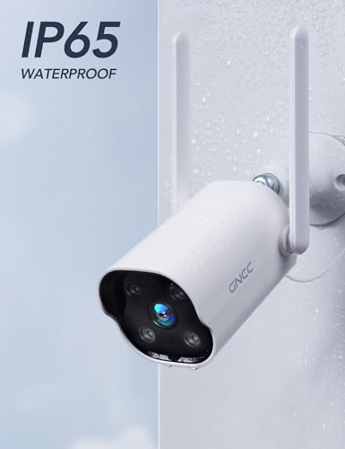 GNCC GT1Pro 2K Outdoor Security Camera Fixed, CCTV Camera for Home, 2.4 GHz WiFi Only, IP65, AI Detection, Cloud Subscription Required, SD Card Storage, Siren Alarm, 3m Power Cord, Plug-in