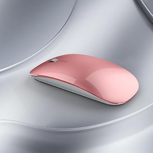Image of Offbeat - Atom Dual Bluetooth 5.1+5.1 & 2.4Ghz Wireless, Type-C Rechargeable Silent Click Mouse, Triple Device connectivity Windows, Mac, iOS, Android(Rose Gold)
