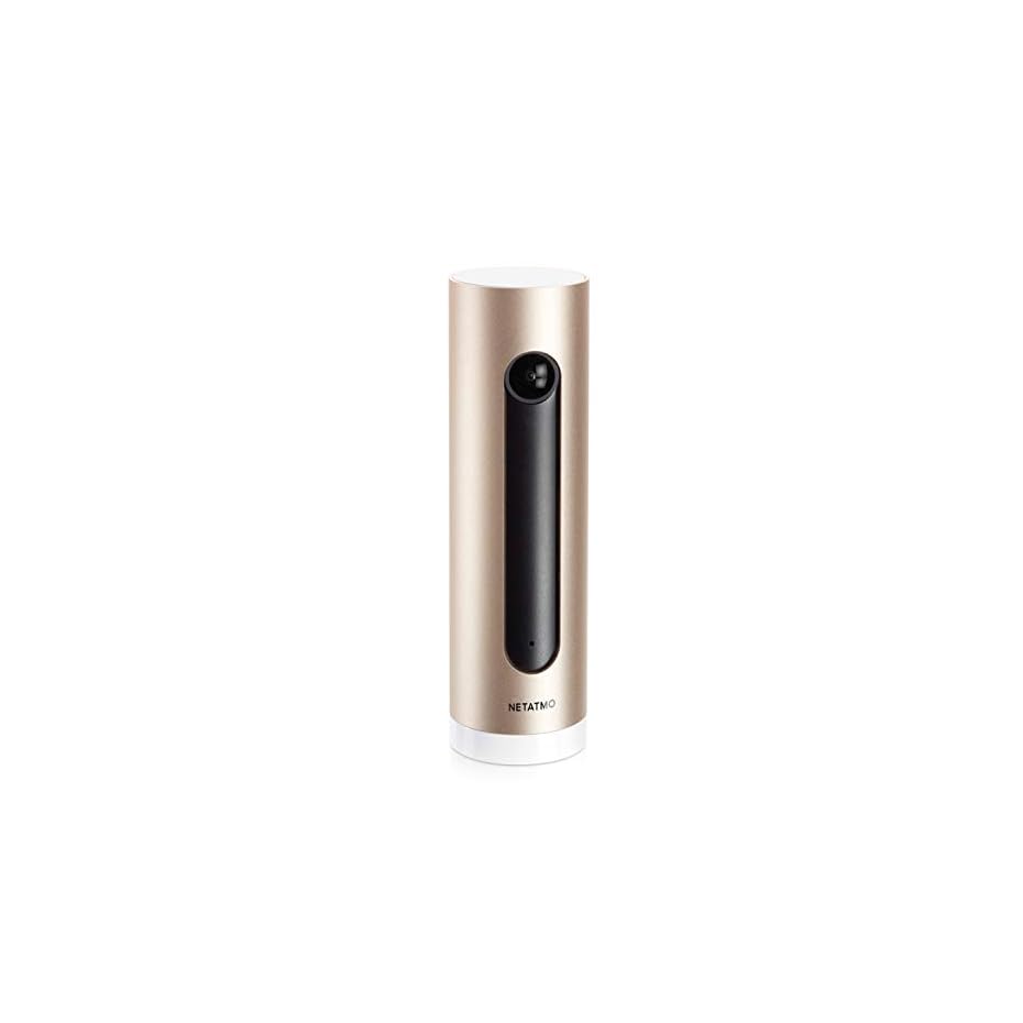 netatmo nsc pro caméra intérieure intelligente et connectée avec reconnaissance faciale et alerte sur smartphone,1080p, alu/or