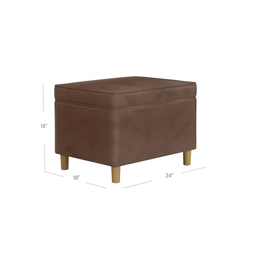 Image of HomePop 24 inch Dinah Collection Storage Ottoman - Brown Faux Leather