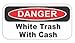 3pcs Danger white trash with cash funny hard hat/helmet stickers