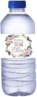 Pink Gold Initials Hash Tag Wedding Water Bottle Labels - 100% Waterproof Labels Personalized Party Favors 2"x8" self-stick labels - Personalized