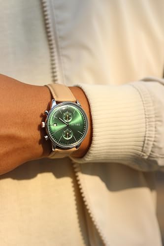 Image of Oblik Vertu Men Quartz Green Dial Chronograph Leather Watch
