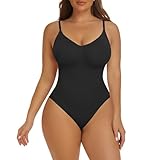 Aaseow shapewear bodysuit for women tummy control Seamless Thong Full Body shapewear bodysuit Black-M/L