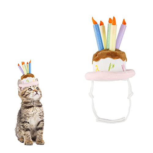 Sombrero de pastel rosa para cumpleaños de perro pequeño