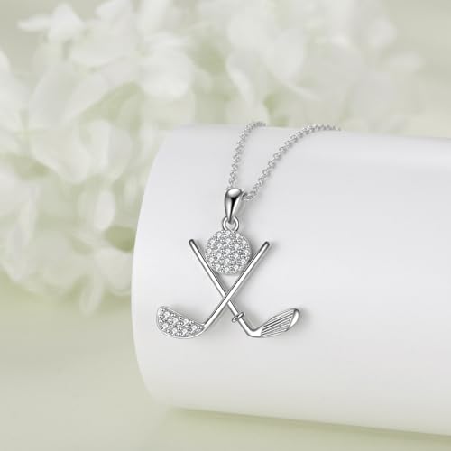 TIGER RIDER Golf Necklace for Women Sterling Silver Cubic Zirconia Golf Club Jewelry Gifts Birthday Holiday Gifts for Women Golf Lovers2