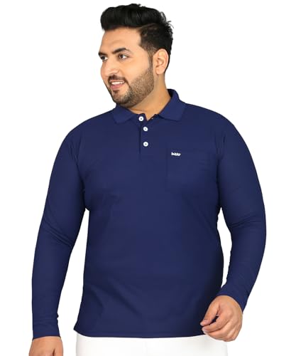 Image of INKKR Plus Size Men's Solid Polo Neck Full Sleeve T-Shirts