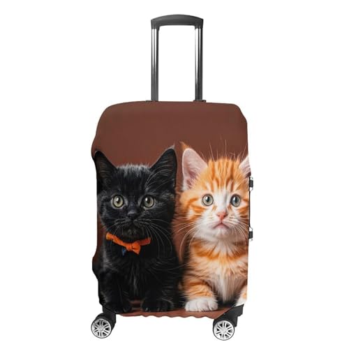 Carry on Luggage Cover Cute Kitten Black And Orange Cat Suitcase Covers for Luggages Tsa Approved Travel Luggage Sleeve Protector Elastic Suitcase Protector Anti-Scratch Washable Fits 19-30 Inch Case