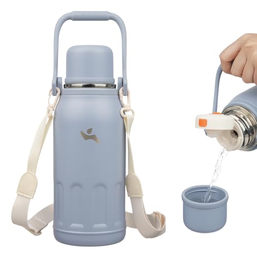 Image of Konokyo 40oz Thermos for Cold Drinks, Insulated Water Bottle, Blue Haze