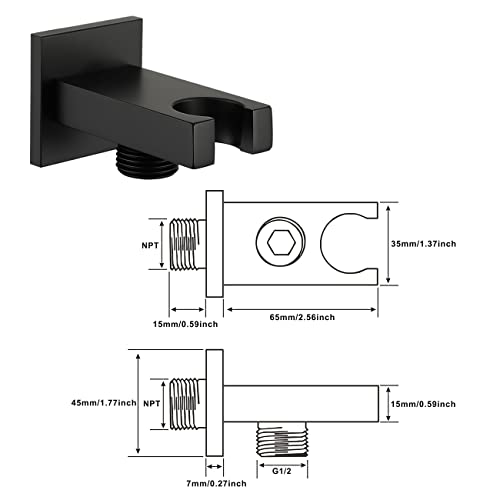 Shile Brass Handheld Shower Head Set Black High Pressure Single Function Hand Shower Head With Fixed Elbow Shower Wand Holder Wall Connector And 60 Inch Shower Hose #TOP5