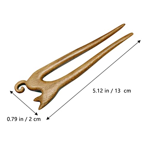 Wooden Cat Hair Stick Antique Chinese Hair Chopsticks Buns Fork Hanfu Cosplay Pin Cheongsam Headdress for Bride Ladies Women Girls Brown - Image 2