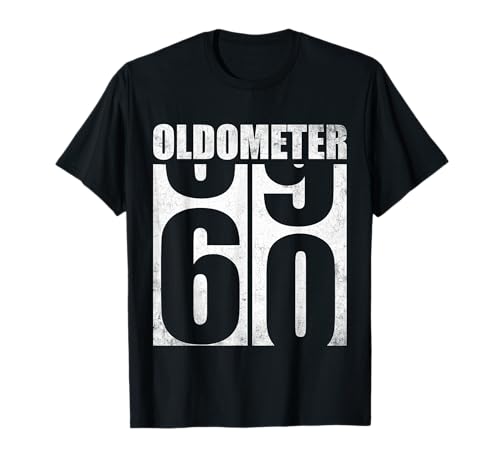 60th Birthday Oldometer 59-60 Vintage Funny Gifts Men Women Maglietta