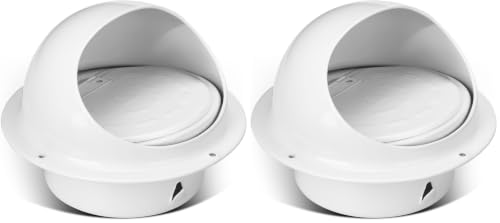 Image of Matework Dryer Vent Cover Outside, 4 Inch Stainless Steel Round Dryer Vent, Auto-Open Wall Vent, White (Pack of 2)