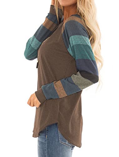 Halife Women'S Casual Scoop Neck Long Sleeve Tunic Shirt Top Blouse Coffee L thumb #1