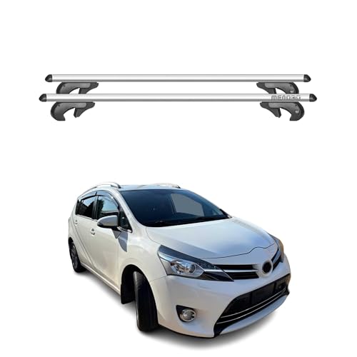 Menabo   Portabicicletas Transversal Compatible con Toyota Verso 2009 – 2018 | TÜV portabicicletas portaequipajes de Aluminio 2 Piezas Plata 90 kg
