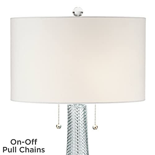 Possini Euro Design Miriam Modern Table Lamp 28 1/2" Tall Light Aqua Blue Swirl Textured Glass White Drum Shade Decor for Living Room Bedroom House Bedside Nightstand Home Office Family Entryway - Image 7