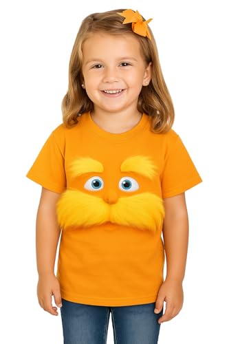 ComfyCamper Orange Mustache Costume T Shirt Halloween Holiday Kids Teens Adults Tshirt for Girls & Boys 6-8 Years