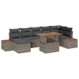 Photo Gallery vidaxl set da pranzo da giardino a 8 pezzi con cuscini grigi in rattan e legno d acacia. perfetto per 7 persone, facile da montare e resistente agli agenti atmosferici. ideale per il tuo patio o terr Photo Gallery vidaxl set da pranzo da giardino a 8 pezzi con cuscini grigi in rattan e legno d acacia. perfetto per 7 persone, facile da montare e resistente agli agenti atmosferici. ideale per il tuo patio o terr
