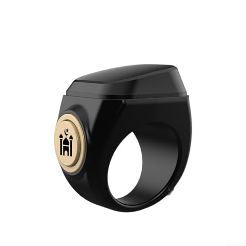 Smart - Anello contatore Tasbih ricaricabile da 18 mm, 20 mm, 22 mm, impermeabile, per preghiera Zikr con intervallo di conteggio 99999, per culto musulmano pratiche spirituali quotidiane (22 mm, nero