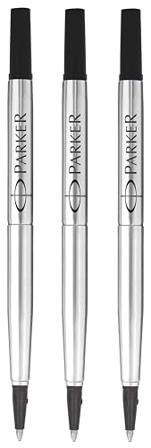 Parker Rollerball Pen Original Quink Ink Refills - 0.7mm Medium Point - Black Ink - Pack of 3
