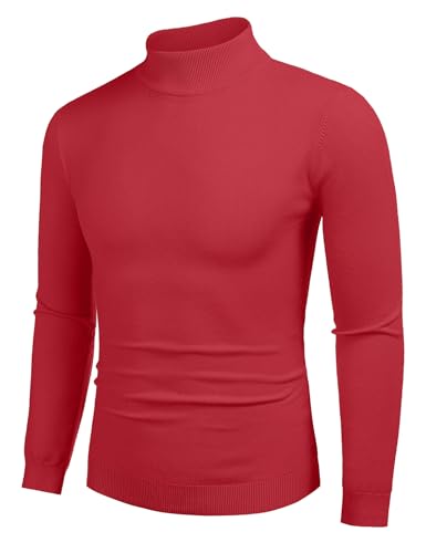 Pull col roulé homme ajusté tricot thermique décontracté et basique