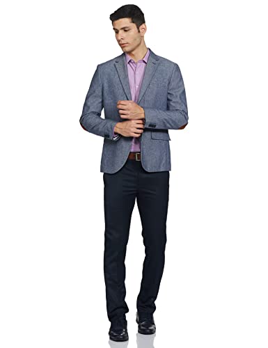 Image of Raymond Men Men's PLEATLESS Slim FIT Dark Blue Formal Trouser
