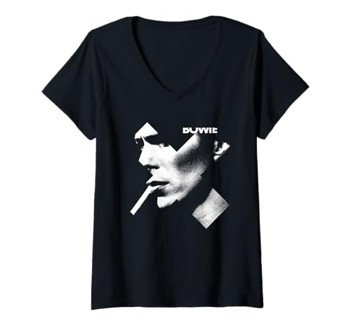 Femme Officielle David Bowie Music Rock Cross Smoke T-Shirt avec Col en V