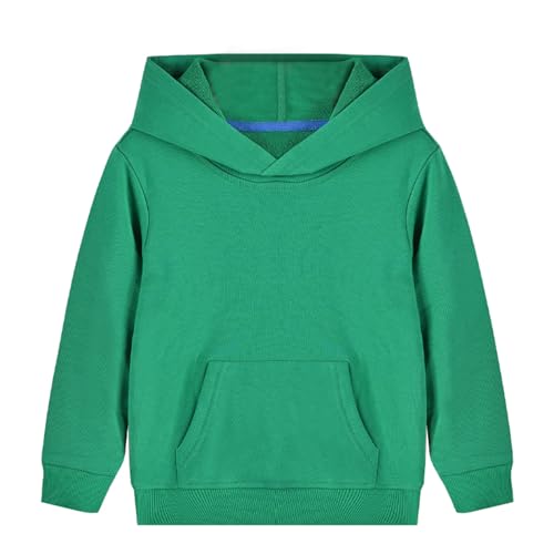 HILEELANG Toddler Boy Girl Hooded Sweatshirt Cotton Casual Basic Pure Color Green Tops Pullover Long Sleeve Shirts