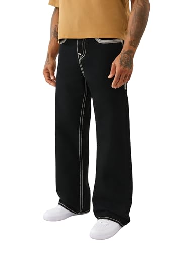 True Religion Men's Super Flatlock Vinny Flap Jeans – Slim Straight Fit Stretch Denim with Bold Stitch & Flap Pockets3