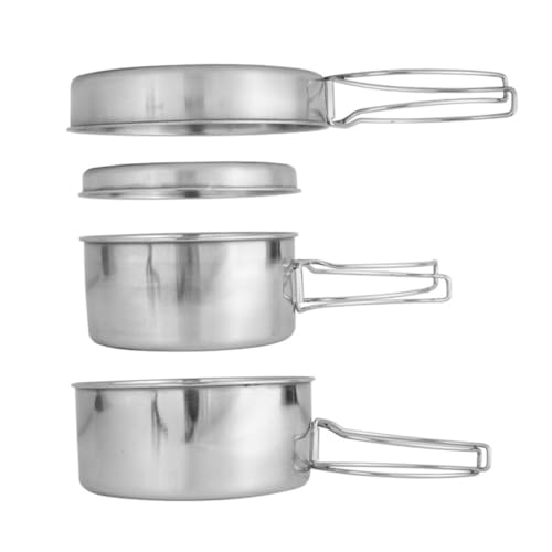 Batterie de cuisine de camping en acier inoxydable - Ensemble de mess portable 4 pièces