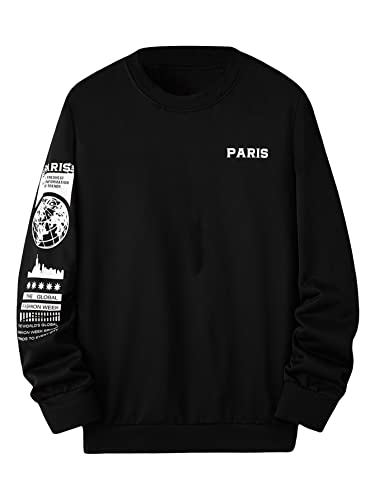 Milumia Men's Casual Crewneck Drop Shoulder Long Sleeve Sweatshirt Pullover Tops