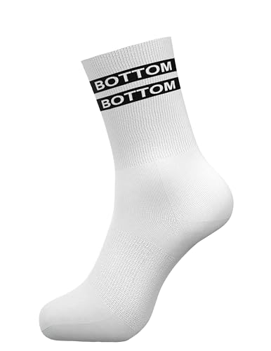 Bottom Socken | Größe 41-46 | Unisex Tribe Crew Socks | Passiv Devot Unterwürfig | Schwul Fetisch LGBTQ Pride Gay Bi Queer Männer Erotik (weiß/schwarz 1 Paar)