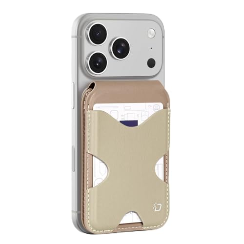 Porte-carte MagSafe beige pour iPhone 15 14 étui portefeuille de voyage en cuir végan