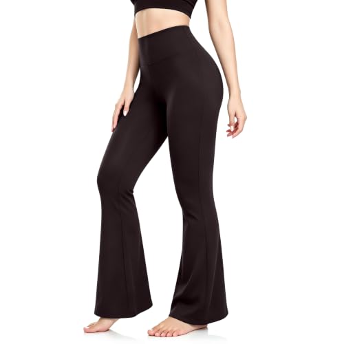 Image of ACTINPUT Yoga Pants for Women Flared Leggings High Waisted Bootcut Black Stretchy Trousers with Pockets Workout Exercise Pilates Leggings Long & Tall Sweatpants Womens My Recent Orders(Brown,L)