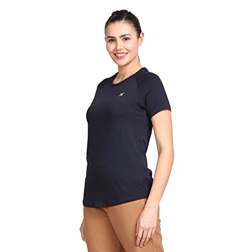 Image of Lavos Women's Regular Fit T-Shirt with Half Sleeve Round Neck, Bamboo & Cotton Gym, Yoga and Sports Wear for Women