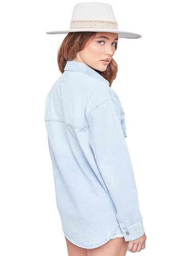 YMI Women's Junior Oversized Denim Shacket4