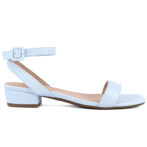 Sugar Women's Low Block Heel Dress Sandals – Ankle Strap Open Toe Comfortable Walking Heels for Casual, Party, or Work2