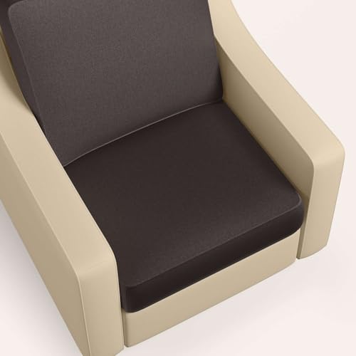 Image of Interio by Godrej Sofa, Glee 1 Seater Fabric Sofa, 1-Year Warranty, Cream and Coffee Brown