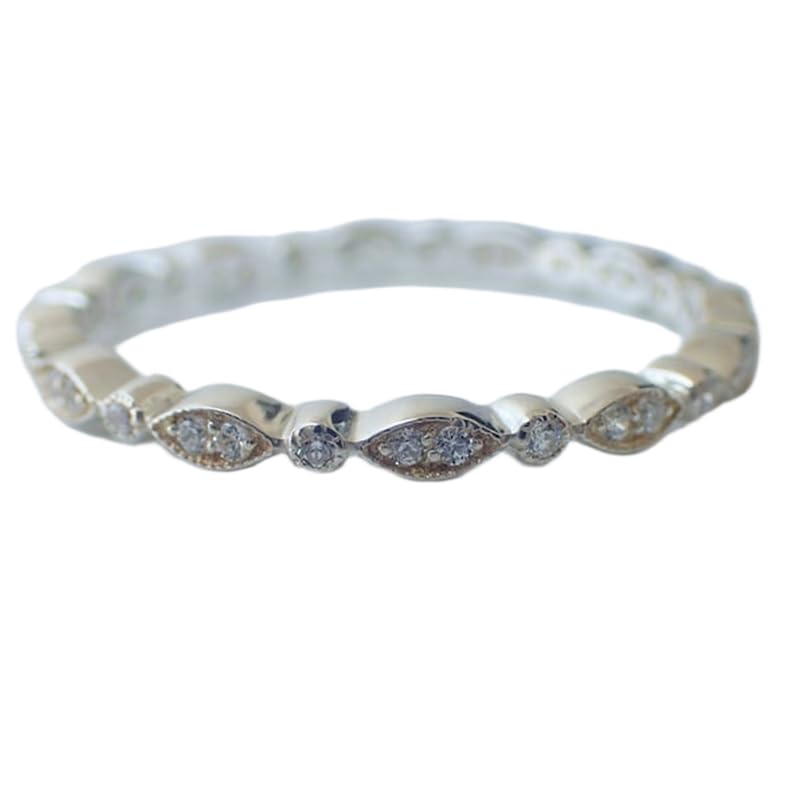 Bague d'éternité argent 925 véritable anneau serti diamants CZ incolores