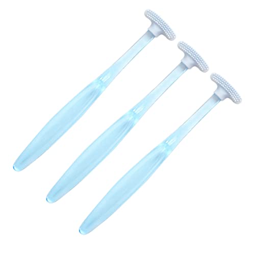GOOHOCHY 3Pcs Scraper Portable for Oral Tool Lightweight Design Blue for Home and Travel Use