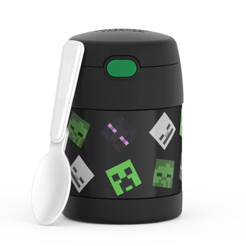 Image of THERMOS FUNTAINER Insulated Food Jar - 10 Ounce - Kid Friendly Food Jar with Foldable Spoon, Minecraft
