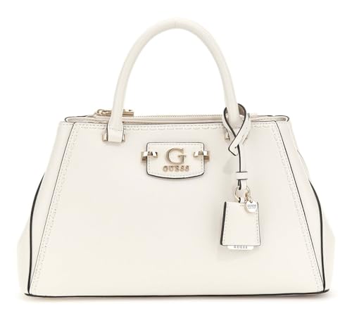 GUESS Nastra Society Satchel Cream White