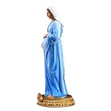 TOVINANNA Schwangere Maria Statue aus Hochwertigem Harz Religiöse Dekoration für Schreibtisch und Altar Detailreiche Heiligenfigur für Innenräume Stabile Kunstharzfigur Spirituelles