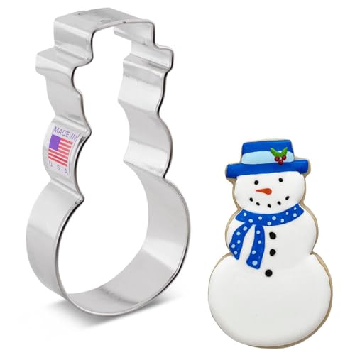 Image of Ann Clark Cookie Cutters Snowman with Hat Cookie Cutter, 4 inch Made in USA | Perfectly Large Size and Shape from America's Largest Cookie Cutter Maker, Food-Safe American Steel, Family Owned Since 1989