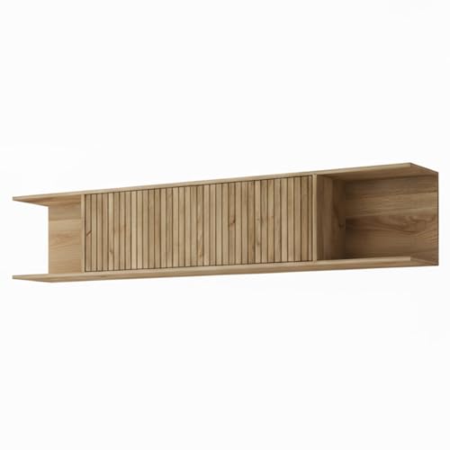 amuéblate Online   Mueble Alto de salón, Comedor, Módulo Estante, Modelo Nordik, Color Roble Miel, Práctico y Funcional, Medidas: 160 cm (Ancho) x 35,2 (Alto) x 27,8 cm (Fondo)