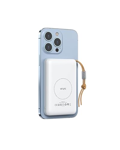 Magnetic Wireless Portable Charger,VRURC 10000mAh Wireless Power Bank PD 22.5W Fast Charging With USB Port Magnetic Battery Pack(White)
