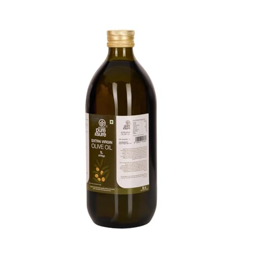 Image of Pure & Sure Extra Virgin Olive Oil 1Ltr | 100% Natural and Cold Extracted | Perfectly Edible for Salads, Dressing & Much More | Healthy with Zero Cholesterol & Low Fat | Imported from Spain