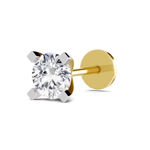Image of Sparkles Lab Grown Diamond 0.03 Carat - 0.50 Carat Round Shape Solitaire Diamond Nose Pin for Women | 14K Gold IGI Certified FG VS Quality
