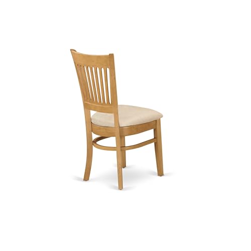 Image of East West Furniture VAC-OAK-C Vancouver Dining Chairs - Linen Fabric Upholstered Wood Chairs, Set of 2, Oak